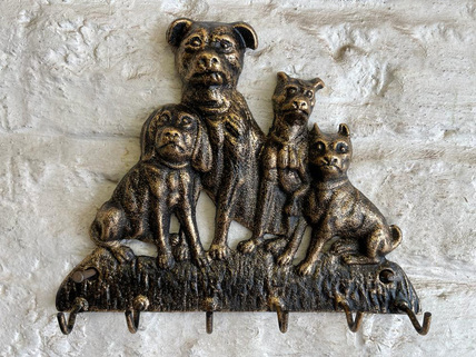 4 dogs key rack -bronze